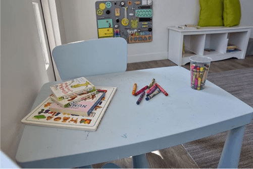 coloring table and books